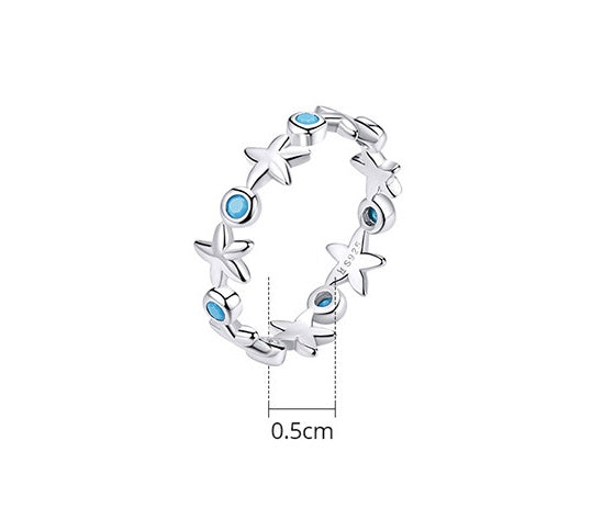 Sterling Silver Starfish Ring Platinum Ring