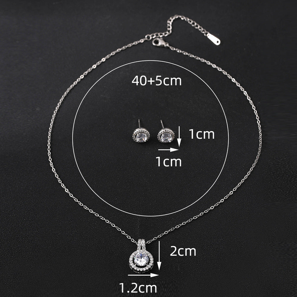 Double Layer Zircon Disc Necklace