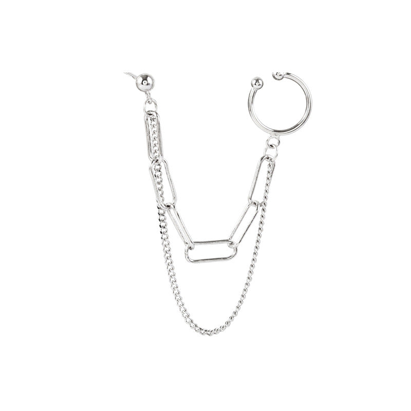 Girls Versatile Personality One Piece Chain Stud Earrings