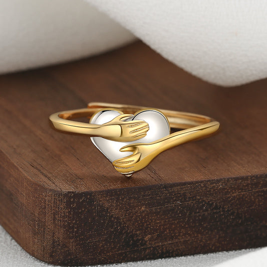 Heart Shaped Gold Fashion Ring Simple Romantic Design