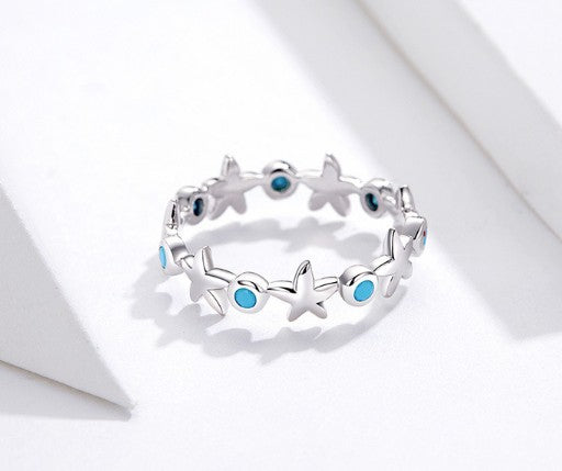 Sterling Silver Starfish Ring Platinum Ring