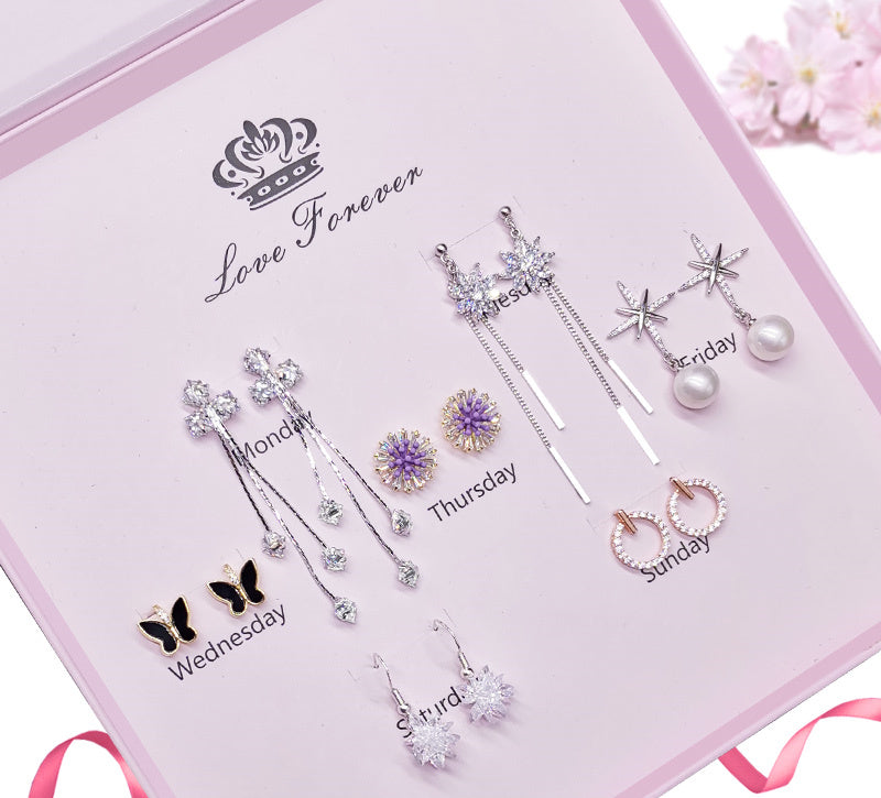 Fashionable Girls' Long Earrings Set High-end Temperament