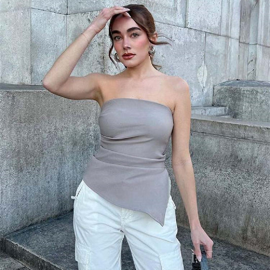 Pleated Casual Bra Vest Top For Women