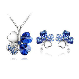 Lucky Clover Crystal Necklace Set