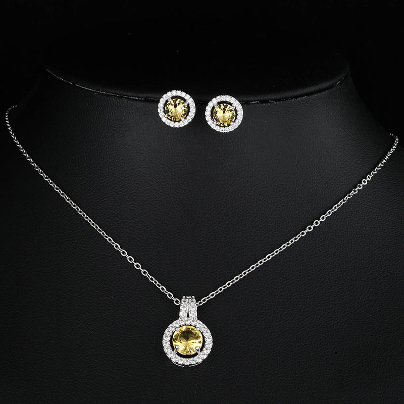 Double Layer Zircon Disc Necklace