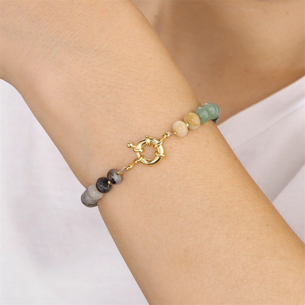 Wheel Stone Bead Bracelet Women
