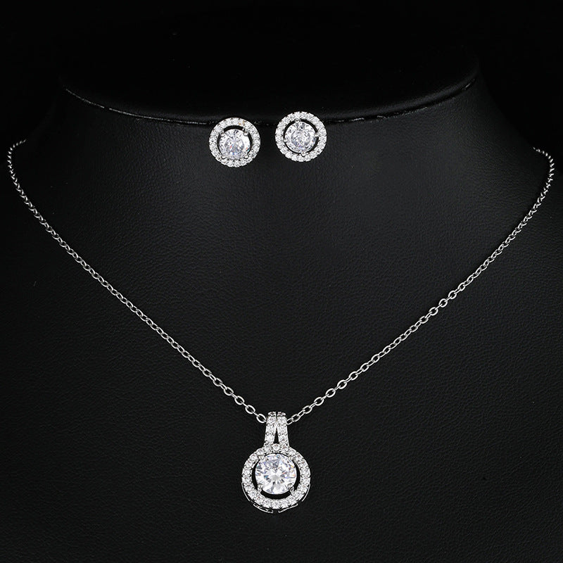 Double Layer Zircon Disc Necklace