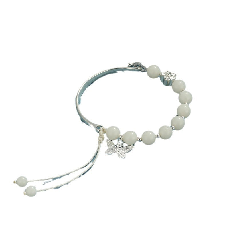 White Bodhi Copper Alloy Half Bracelet Beaded Bracelet For Women