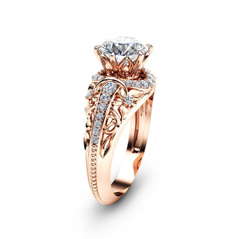 14K Rose Gold Micro Diamond Ring Luxury Women’s Engagement Style Jewelry