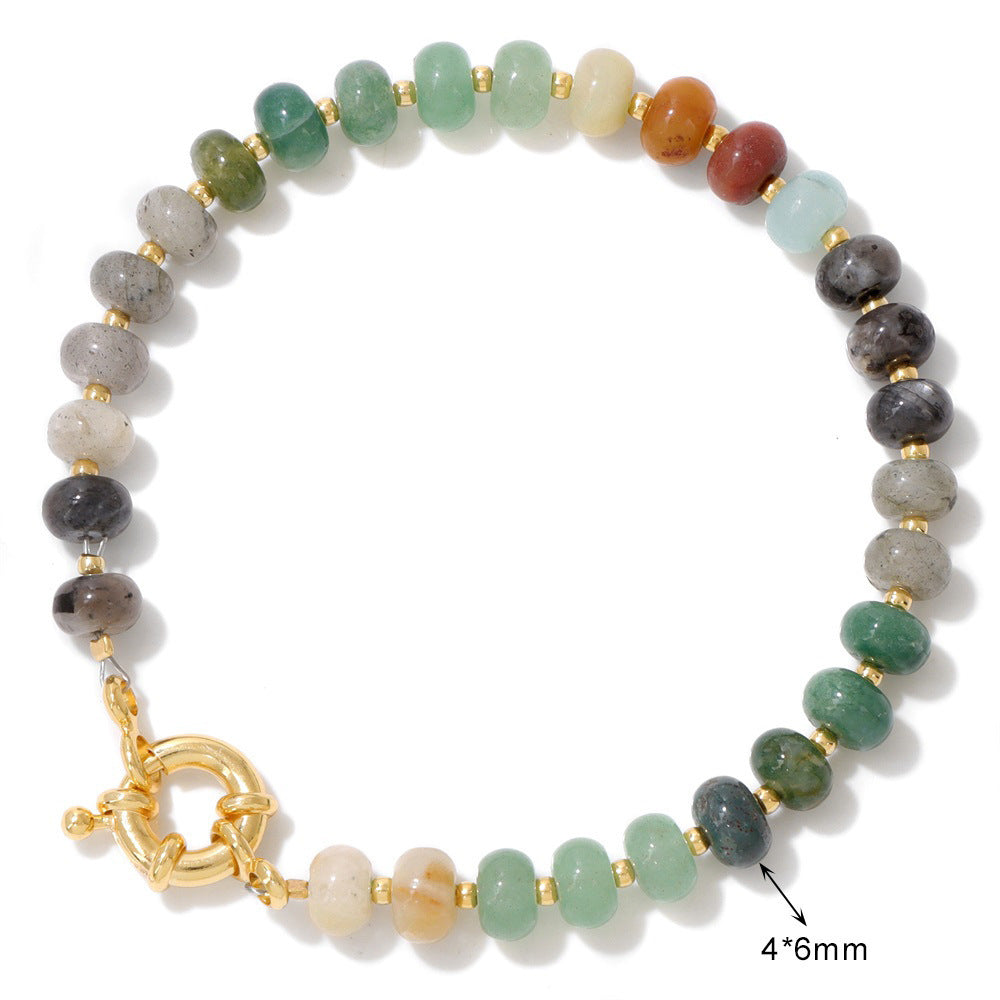 Wheel Stone Bead Bracelet Women