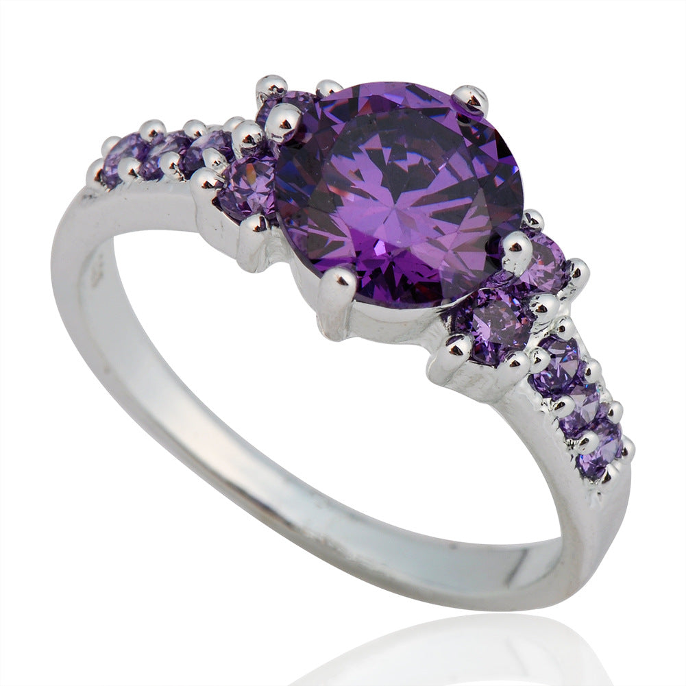Ring Retro Female Japanese And Korean Purple Zircon Ring Diamond Ring