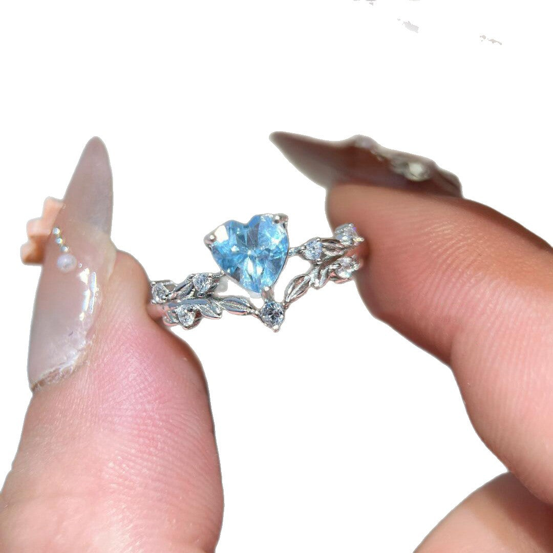 Silver Heart Zircon Open Ring