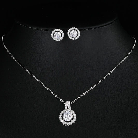 Double Layer Zircon Disc Necklace