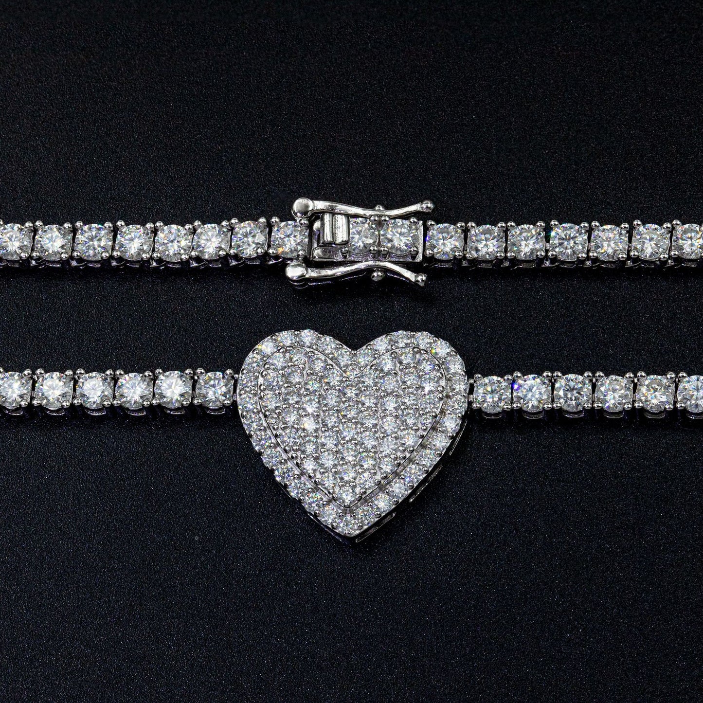 925 Silver Heart Mosaic Necklace Set Personalized Elegant Jewelry for Women