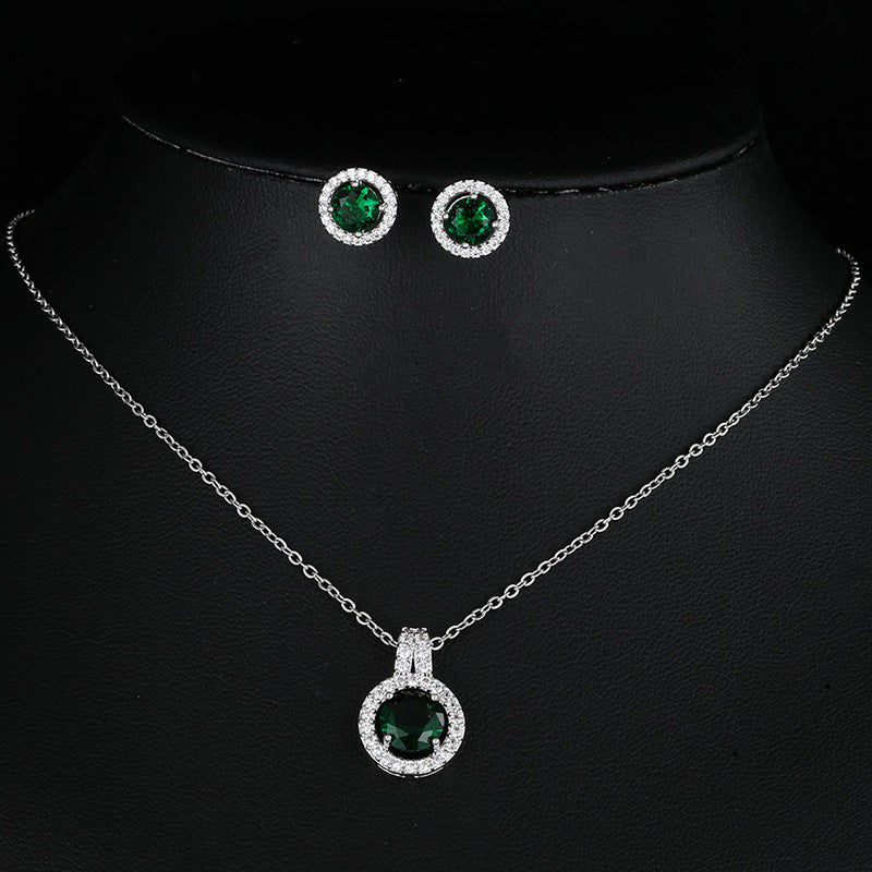 Double Layer Zircon Disc Necklace