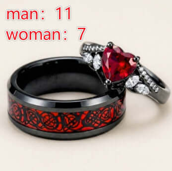 Gun-black Plated Crown Ring Inlaid With A Red Heart-shaped Diamond | Under Garments | Breeza Wear