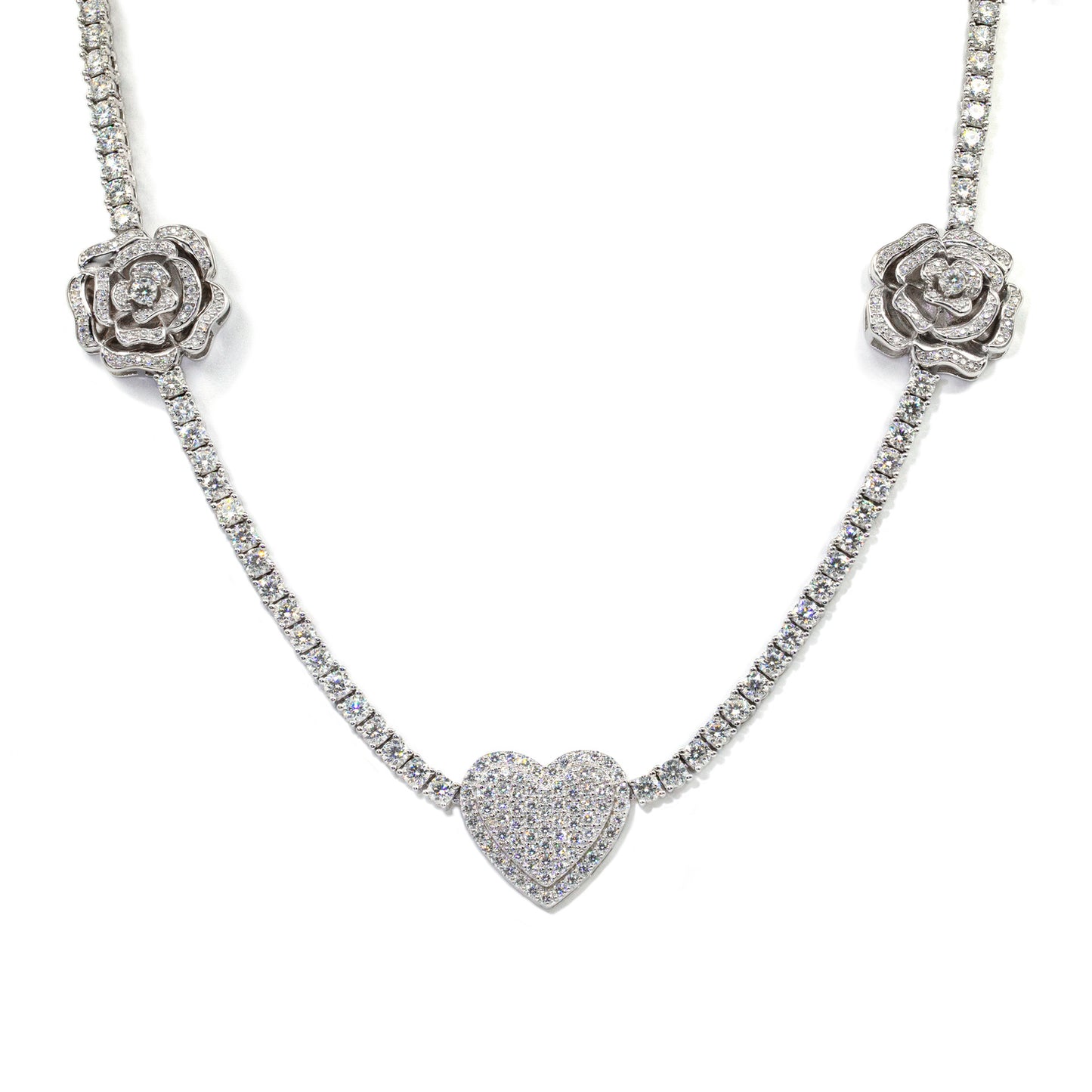 925 Silver Heart Mosaic Necklace Set Personalized Elegant Jewelry for Women