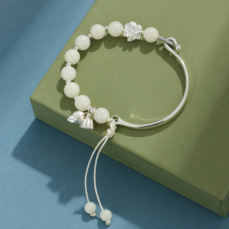 White Bodhi Copper Alloy Half Bracelet Beaded Bracelet For Women