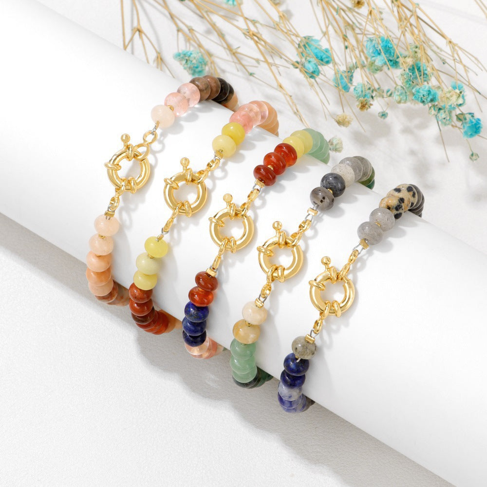 Wheel Stone Bead Bracelet Women